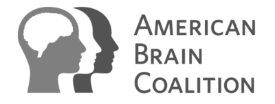 black and white image of the head silhouttes with text "American Brain Coalition"
