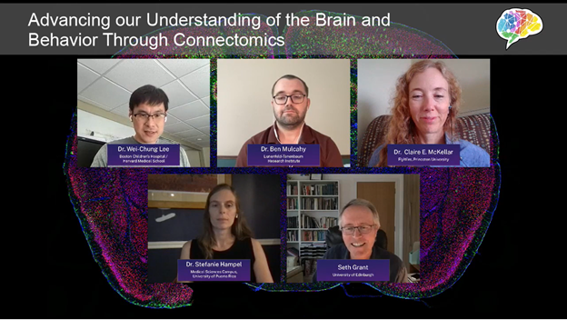 screenshot of virtual sympsoia session featuring 5 researchers